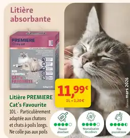 Maxi Zoo Premiere litière cat's favourite offre
