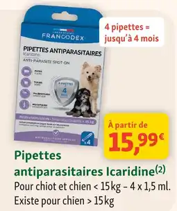 Maxi Zoo Francodex pipettes antiparasitaires icaridine offre