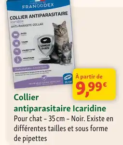 Maxi Zoo Francodex collier antiparasitaire icaridine 35 cm noir offre