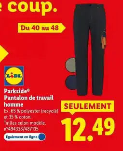 Lidl Parkside - pantalon de travail homme offre