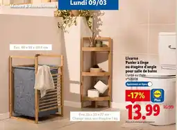 Lidl Livarno - pantr a linge ou étagère d'angle pour salle de bains offre