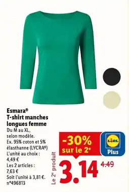 Lidl Esmara - t-shirt manches longues femme offre