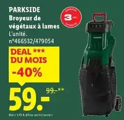 Lidl Parkside - broyeur de végétaux à lames offre