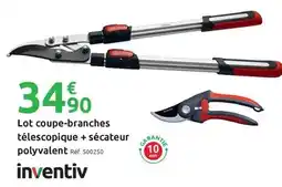 Mr Bricolage Inventiv - lot coupe-branches télescopique + sécateur polyvalent offre