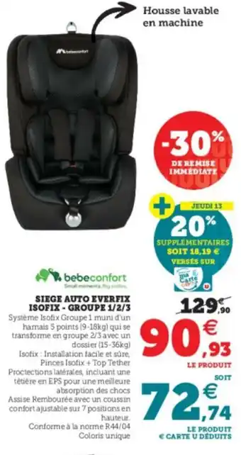 Siege auto everfix Isofix - Groupe 1/2/3