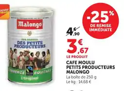 U Express Cafe moulu petits producteurs malongo offre