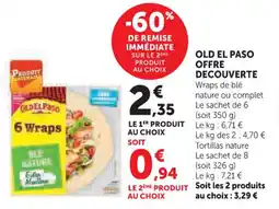 U Express Old el paso offre decouverte offre