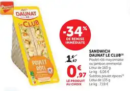 U Express Sandwich daunat le club offre