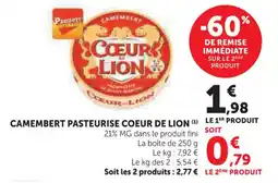 U Express Camembert pasteurise coeur de lion offre