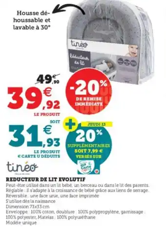 Hyper U Reducteur de lit evolutif offre