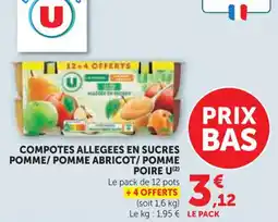U Express Compotes allegees en sucres pomme pomme abricot pomme poire u offre
