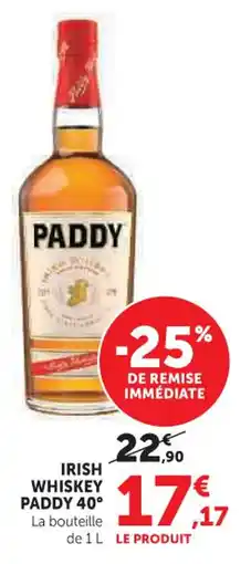 U Express Irish whiskey paddy 40° offre