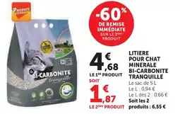 U Express Litiere pour chat minerale bi-carbonite tranquille offre