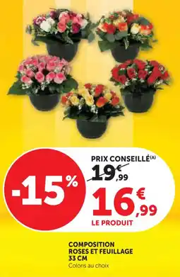 U Express Composition roses et feuillage offre