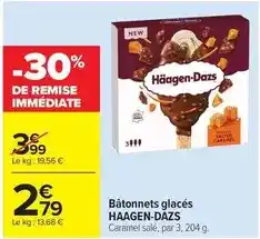 Carrefour Market Haagen dazs - bâtonnets glacés offre