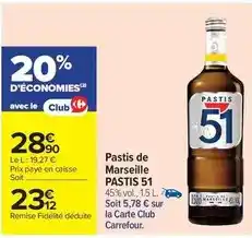 Carrefour Market Carrefour - pastis de marseille offre