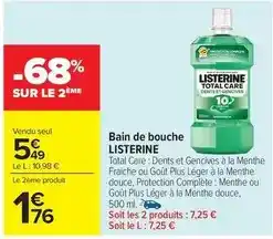 Carrefour Market Listerine - bain de bouche offre