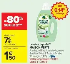 Carrefour Market Maison verte - lessive liquide offre