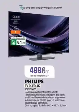 Extra Philips - tv qled 4k 43pus8900 offre