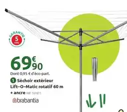 Mr Bricolage Brabantia - séchoir extérieur life-o-matic rotatif 60 m + ancre offre