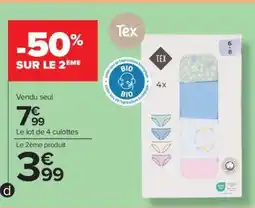 Carrefour Tex - Lot de 4 culottes offre