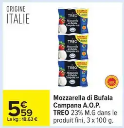 Carrefour Mozzarella di Bufala Campana A.O.P. TREO offre