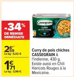 Carrefour Curry de pois chiches CASSEGRAIN offre