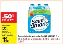 Carrefour Eau minérale naturelle SAINT AMAND 6 x 1.5 L offre
