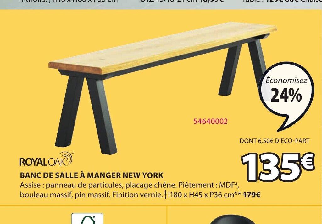 Promo Banc De Salle A Manger New York chez JYSK