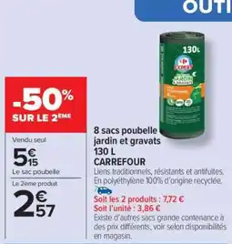 Carrefour Market 8 sacs poubelle jardin et gravats 130 L CARREFOUR offre