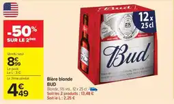 Carrefour Market Bière Blonde 'Bud' offre