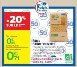 Carrefour Market Pâtes CARREFOUR BIO offre