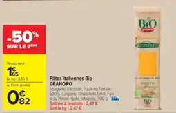 Carrefour Market Pâtes Italiennes Bio GRANORO offre
