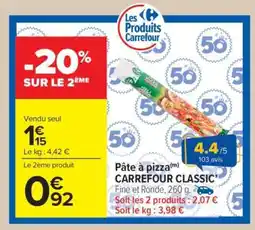 Carrefour Market Pâte à Pizza Carrefour Classic offre