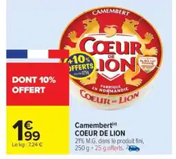 Carrefour Market Camembert Coeur De Lion offre