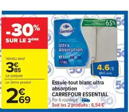 Carrefour Market Essuie-tout blanc ultra absorption CARREFOUR ESSENTIAL offre