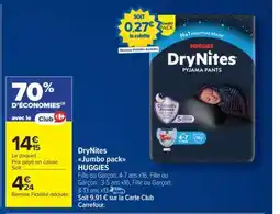Carrefour Market DryNites Jumbo pack HUGGIES offre