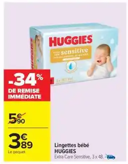 Carrefour Market LINGETTES BÉBÉ “HUGGIES” offre