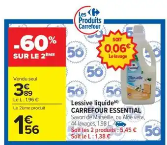 Carrefour Market Lessive liquide CARREFOUR ESSENTIAL offre