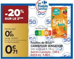 Carrefour Market Feuilles de Brick CARREFOUR SENSATION offre