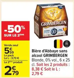 Carrefour Bière d'Abbaye sans alcool GRIMBERGEN offre