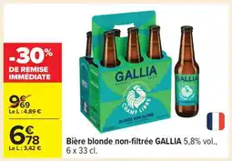 Carrefour Bière blonde non-filtrée GALLIA offre