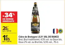Carrefour Cidre de Bretagne I.G.P. VAL DE RANCE offre