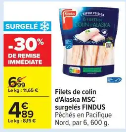 Carrefour Filets de colin d’Alaska MSC surgelés FINDUS offre