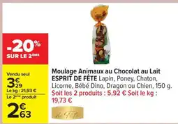 Carrefour Moulage Animaux au Chocolat au Lait ESPRIT DE FÊTE offre