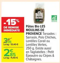 Carrefour Pâtes Bio LES MOULINS DE PROVENCE offre