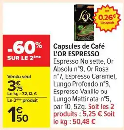 Carrefour Capsules de café L'OR Espresso offre