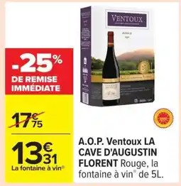 Carrefour A.O.P. Ventoux LA CAVE D'AUGUSTIN FLORENT Rouge offre