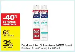 Carrefour Déodorant Zero% Atomiseur SANEX offre