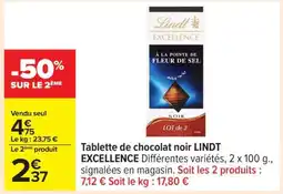Carrefour Tablette de chocolat noir LINDT EXCELLENCE offre